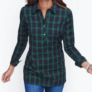 TALBOTS Perfect Popover Black Watch Plaid